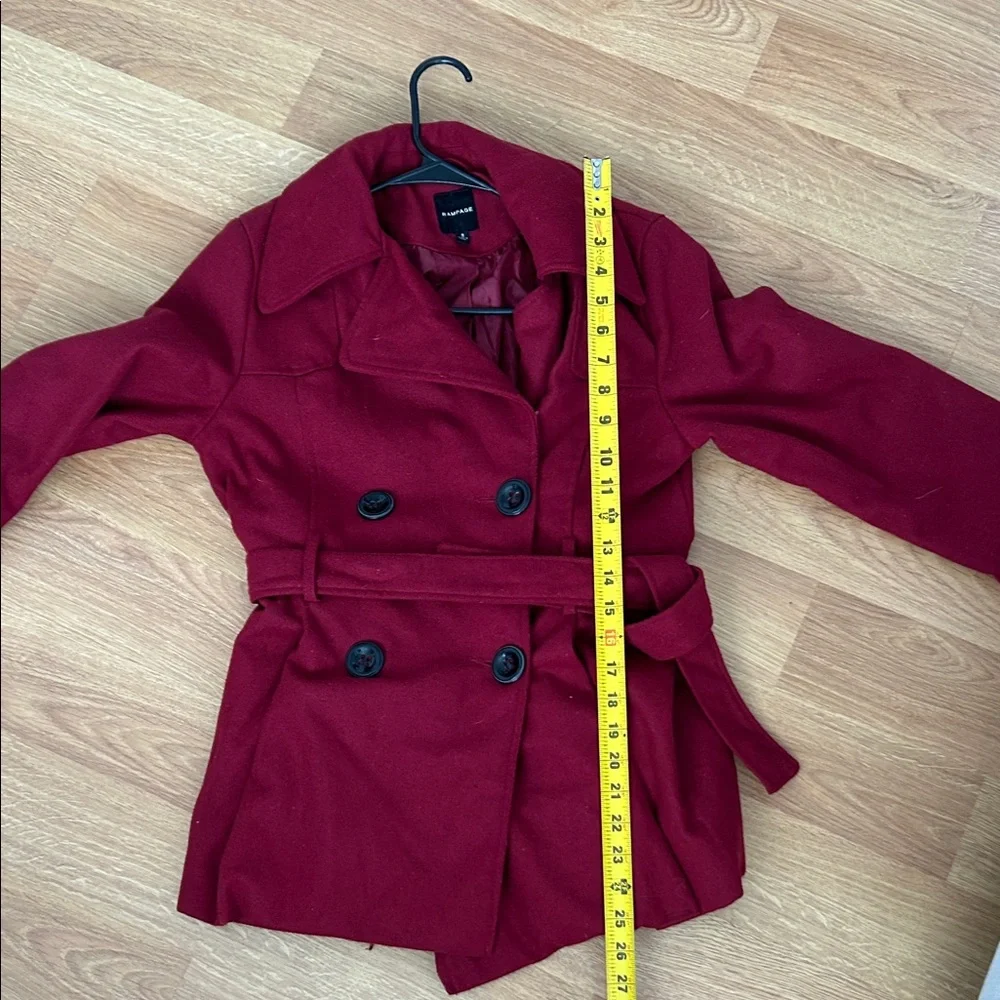 Rampage Burgundy Double-Breasted Trench Coat